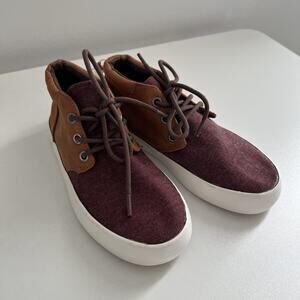 OLD NAVY DESERT ANKLE BOOT TWO TONE SHOES SIZE 12 MID TOP BROWN & BURGUNDY